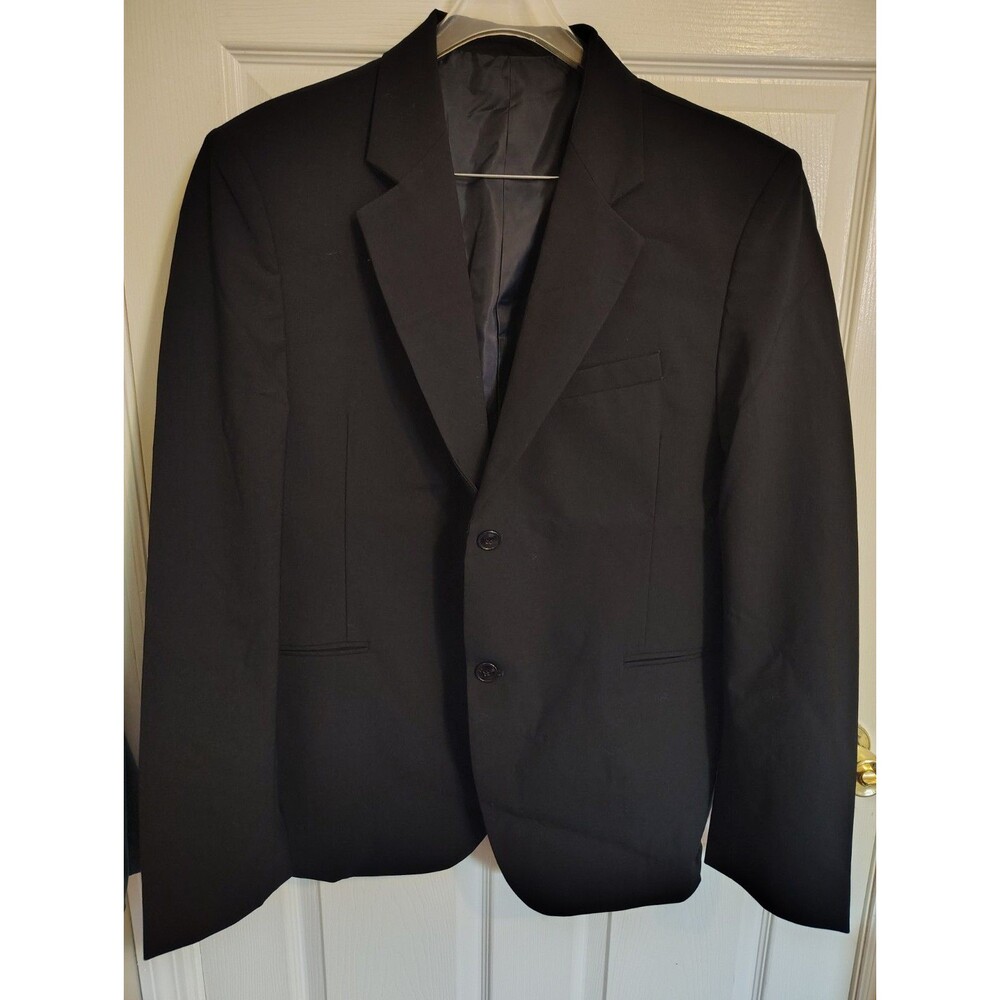 Men'   GIORGIO ARMANI Black Solid  Single-Breasted Suit Jacket Notch Lapel 58R